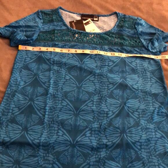 Antthony Originals 2pc Knit Top & Pants Woman Size Small Print Top Lace Inset - Picture 11 of 14